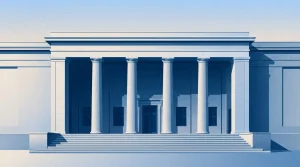 Gebäudefassade mit klassischen Säulen als Architekturmotiv