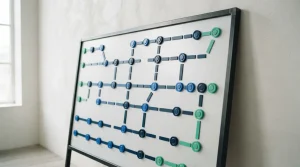 Magnettafel mit Spielfeldern und Markierungen für Wettmärkte